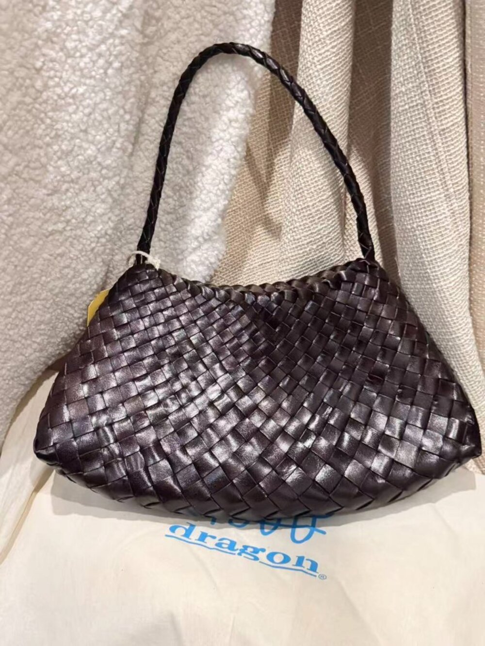 Dragon Diffusion Metallic Burgundy Woven Leather Shoulder Bag - Picture 3 of 11